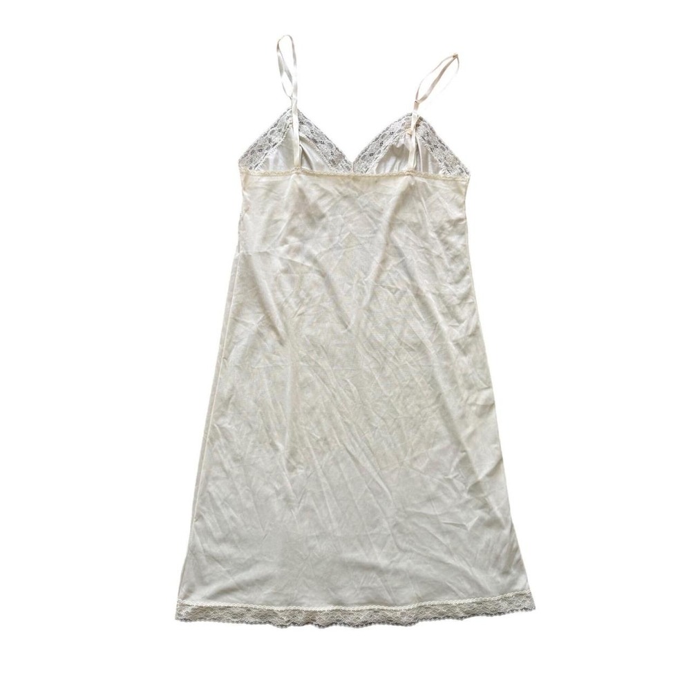 Vintage Vanity Fair Cream Silky Nylon Slip Dress with Lace Size M - Picture 3 of 7